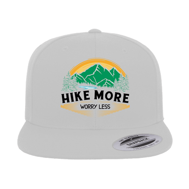 Hike More Worry Less Printed Flat Bill Cap